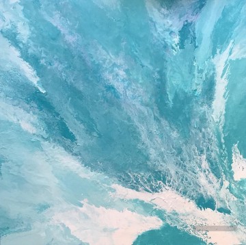 vengeance turquoise paysage marin abstrait turquoise blanc Peinture à l'huile